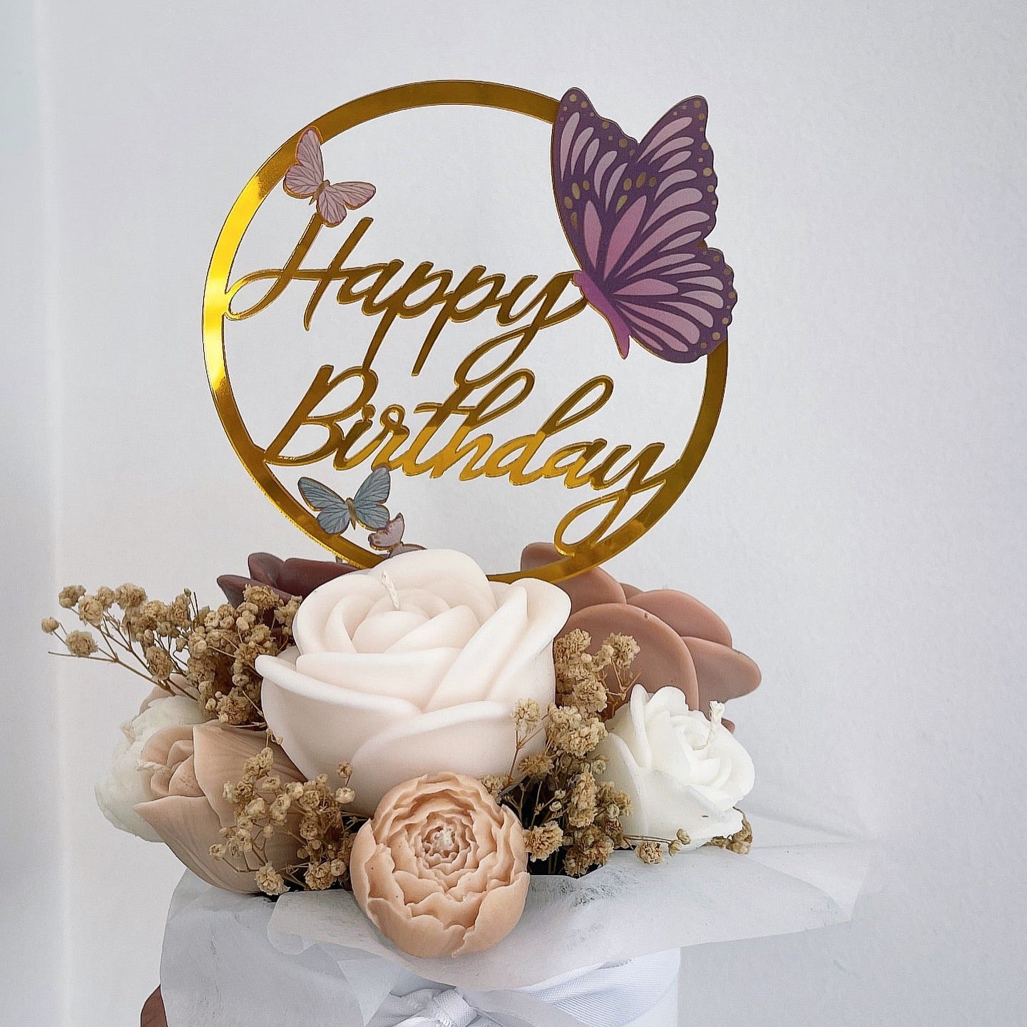 Happy Birthday Candle Flower Bouquet